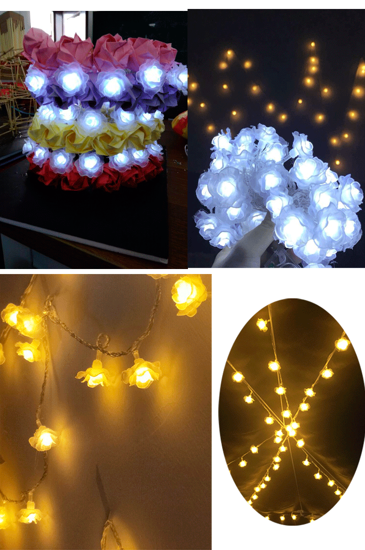 博茵led玫瑰花星星彩灯闪灯串圣诞情人节日婚庆表白结婚房布置装饰灯