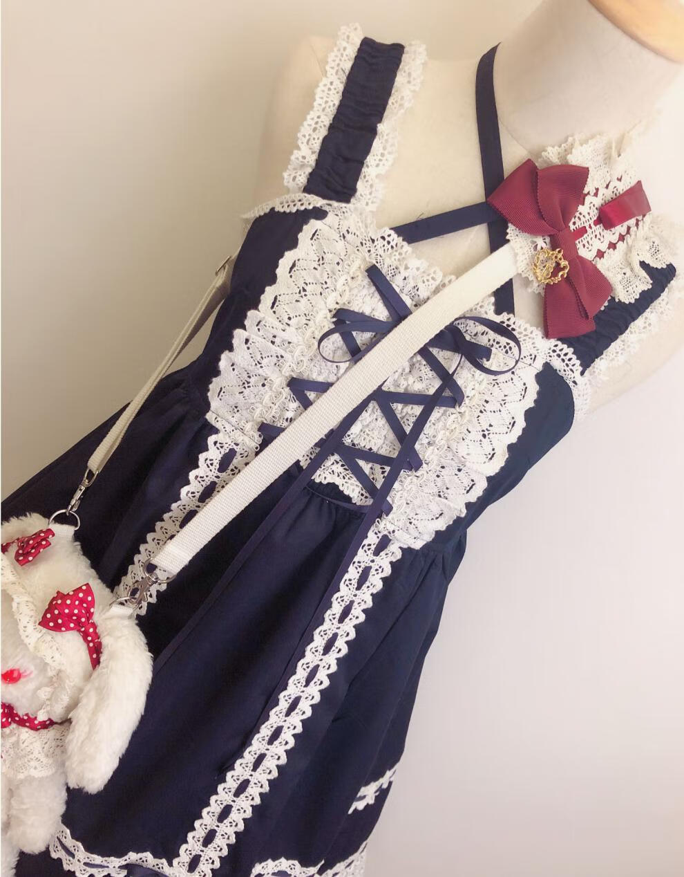 lolita新款紫色中腰定番现货babydoll连衣裙洋装黑暗夏天bbd 酒红色