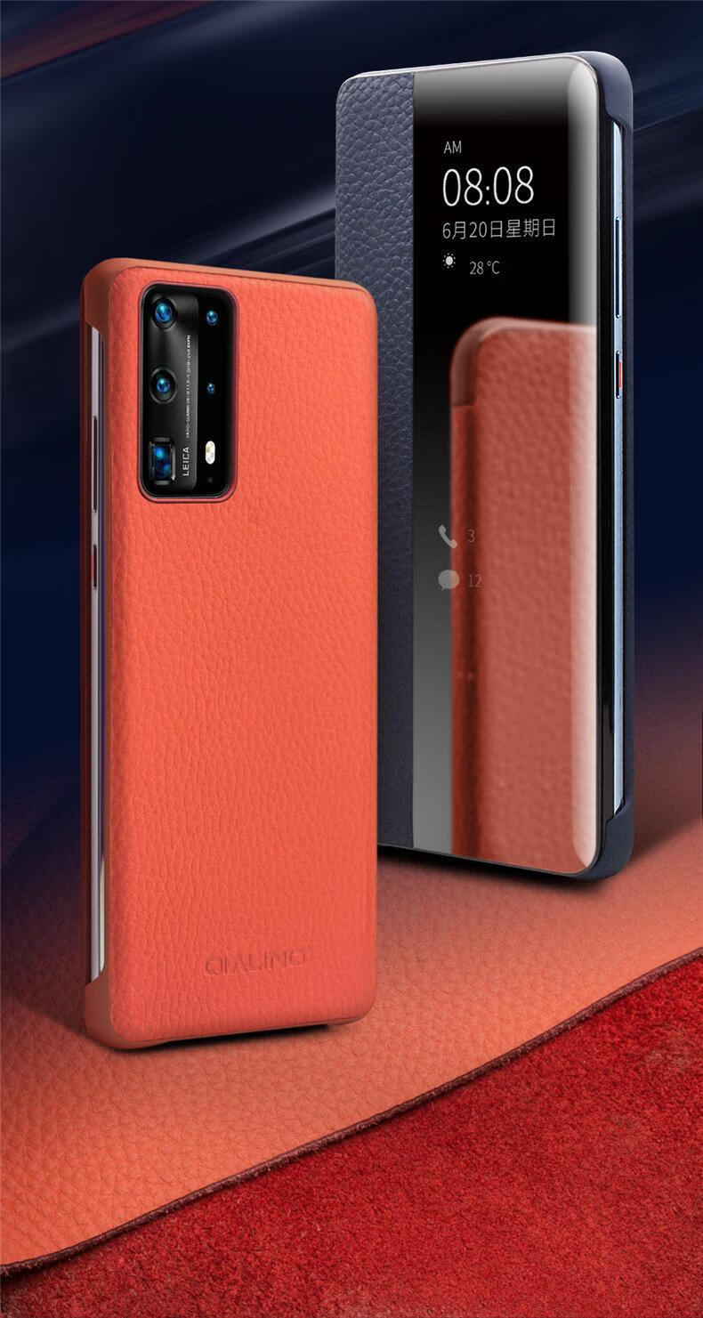 华为p40poro手机壳els一anoo男女p40真皮p4opro翻盖p40por保护套ana