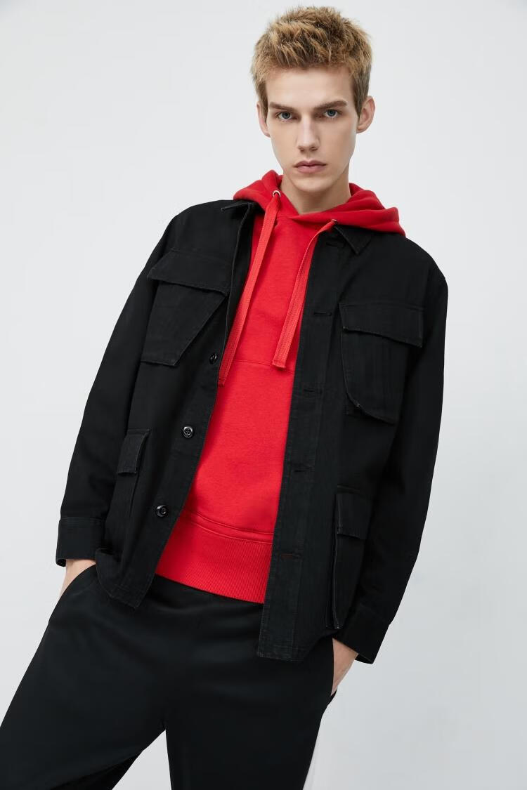 jackjones杰克琼斯春季男士个性印花多口袋牛仔外套夹克220157506 j19