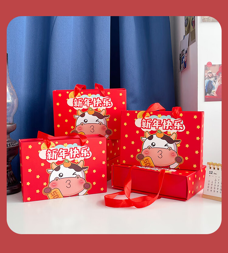 儿童新年礼物送女孩子女儿新年发饰礼盒套装女童中国风红色发卡流苏