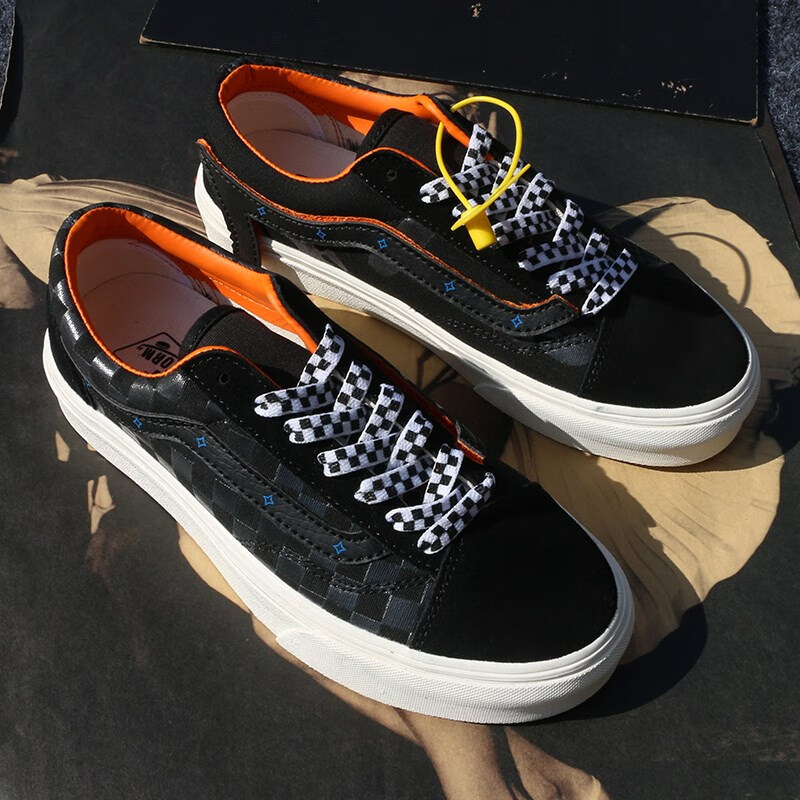 vans范斯官方黑武士外黑里橙低帮帆布鞋男鞋4647板鞋男 黑武士低帮 43