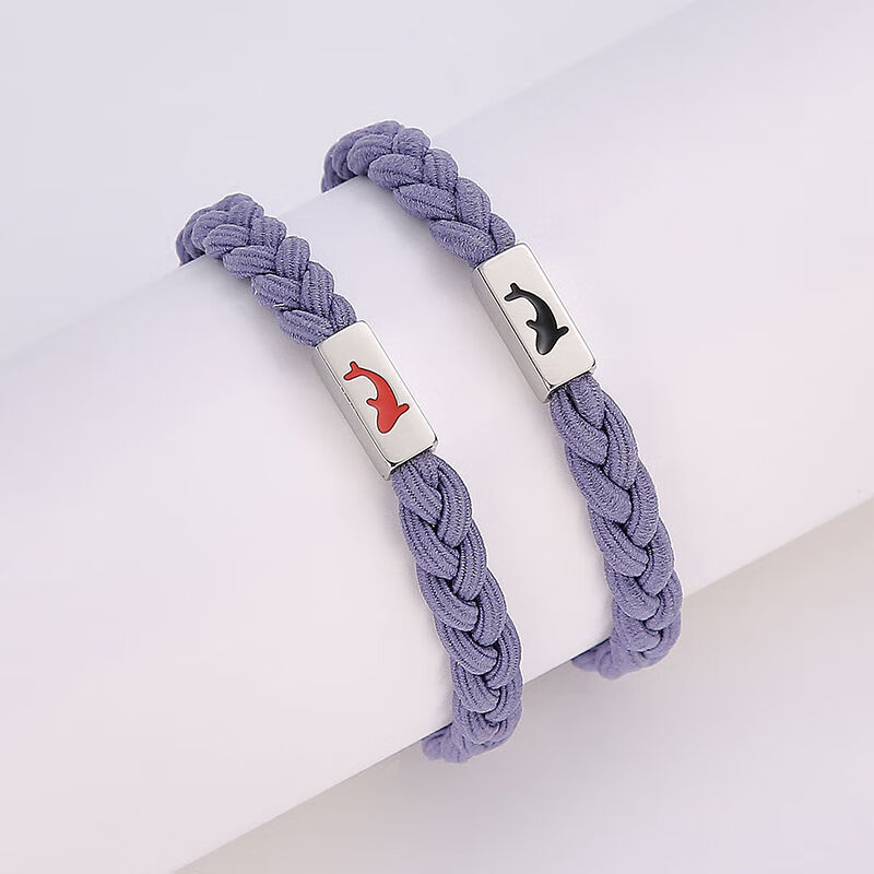 情侣手链男潮流一对情侣小皮筋情侣手环情侣款异地恋刻字定制名字