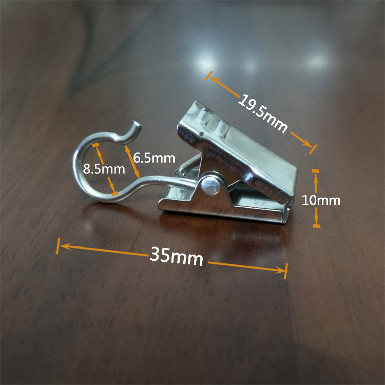 100支 不鏽鋼窗簾夾子掛鉤勾夾加厚圓勾帶勾不鏽鋼小夾子50個 (430圓