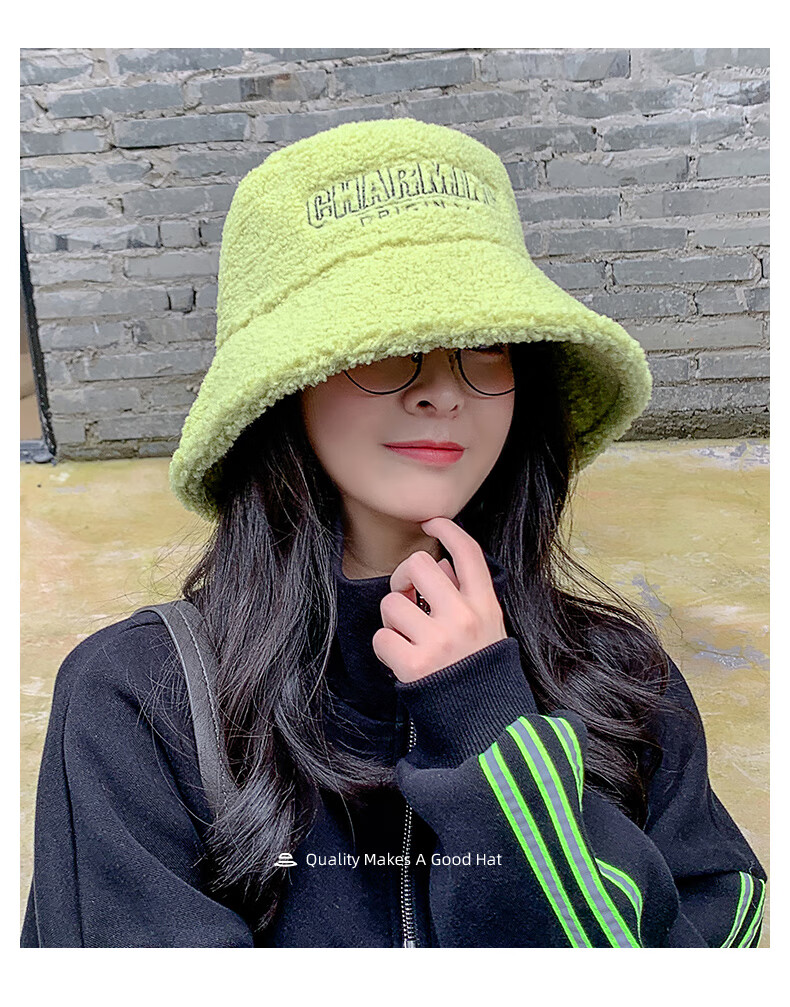 女士秋冬季百搭ins风可爱保暖盆帽韩2020羔毛渔夫帽 灰色【图片 价格