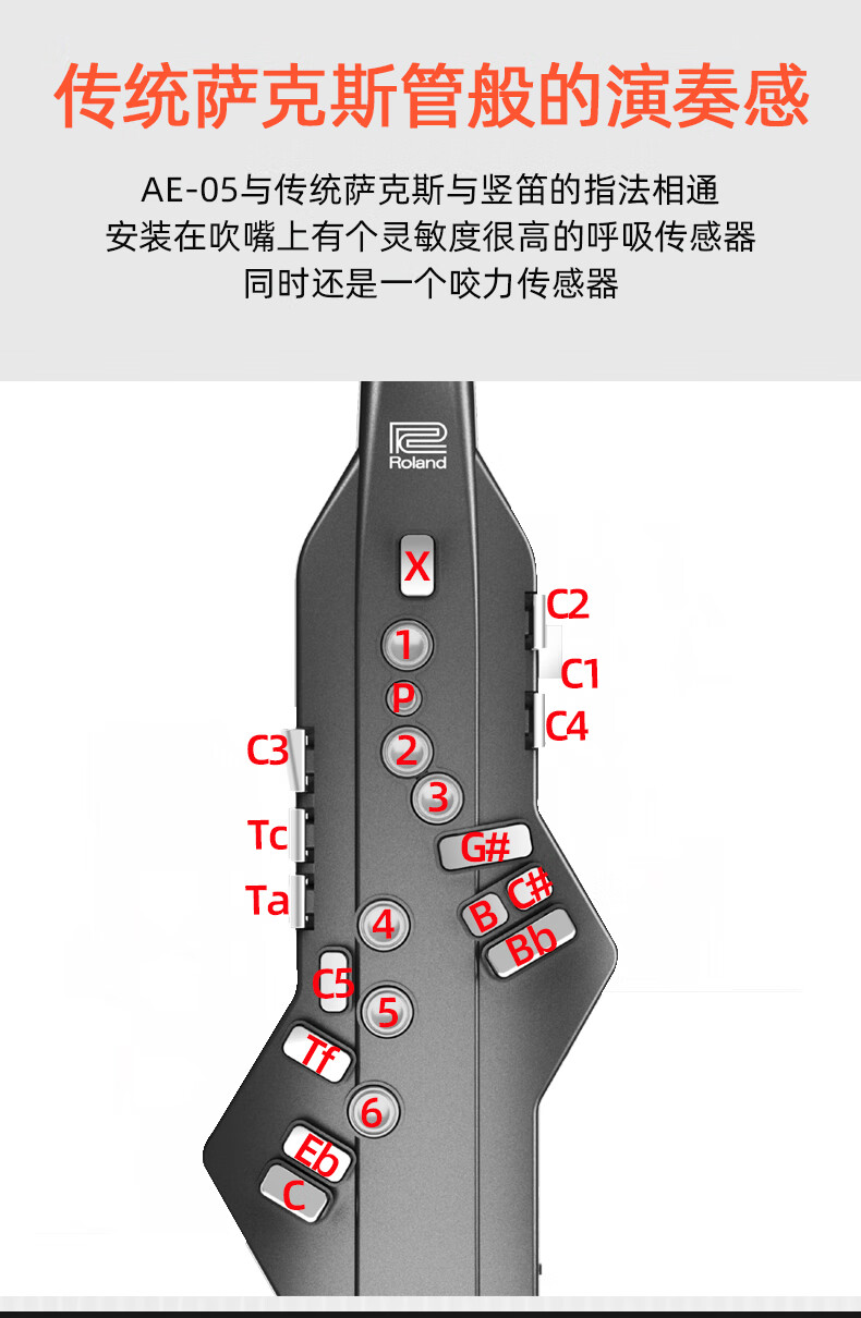 roland罗兰电吹管ae200530电子萨克斯吹管成人老年人电子管吹奏乐器ae
