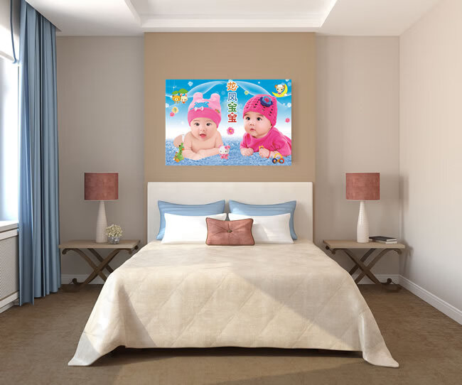 男女宝宝海报照片画报漂亮可爱男婴儿龙凤宝宝画孕妇胎教墙贴画 a5126