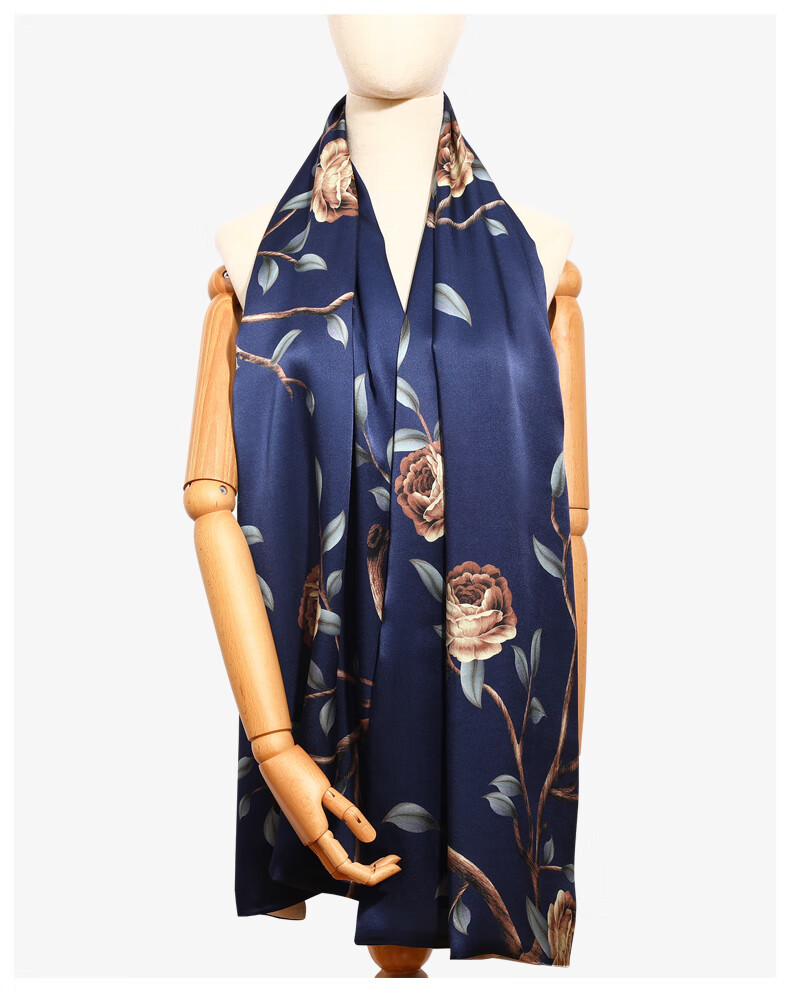 丝帛瑞尔 丝巾女长款秋冬百搭多功能真丝桑蚕丝复古红色优雅款送妈妈