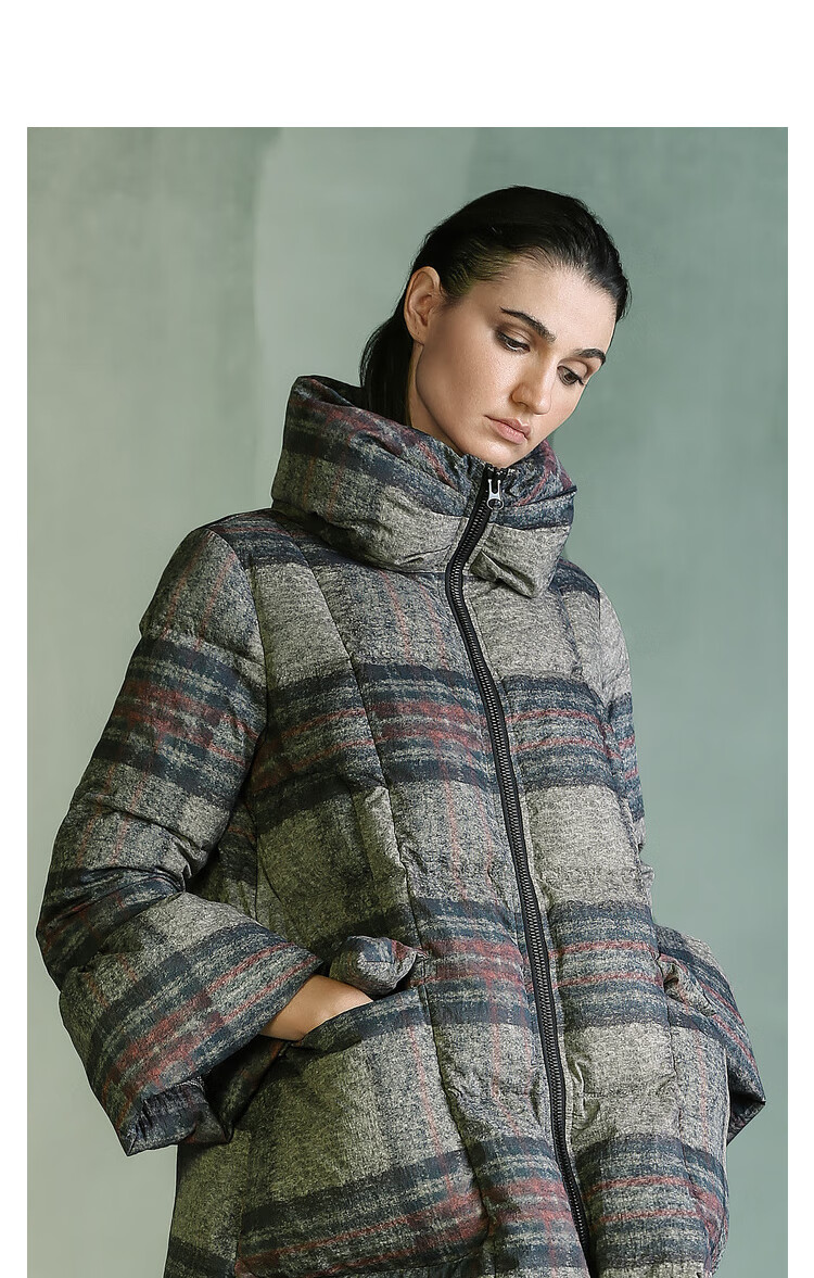 原创设计donoratico达衣岩2020冬羽绒服拾翠对题红之五透纳雾灰xl