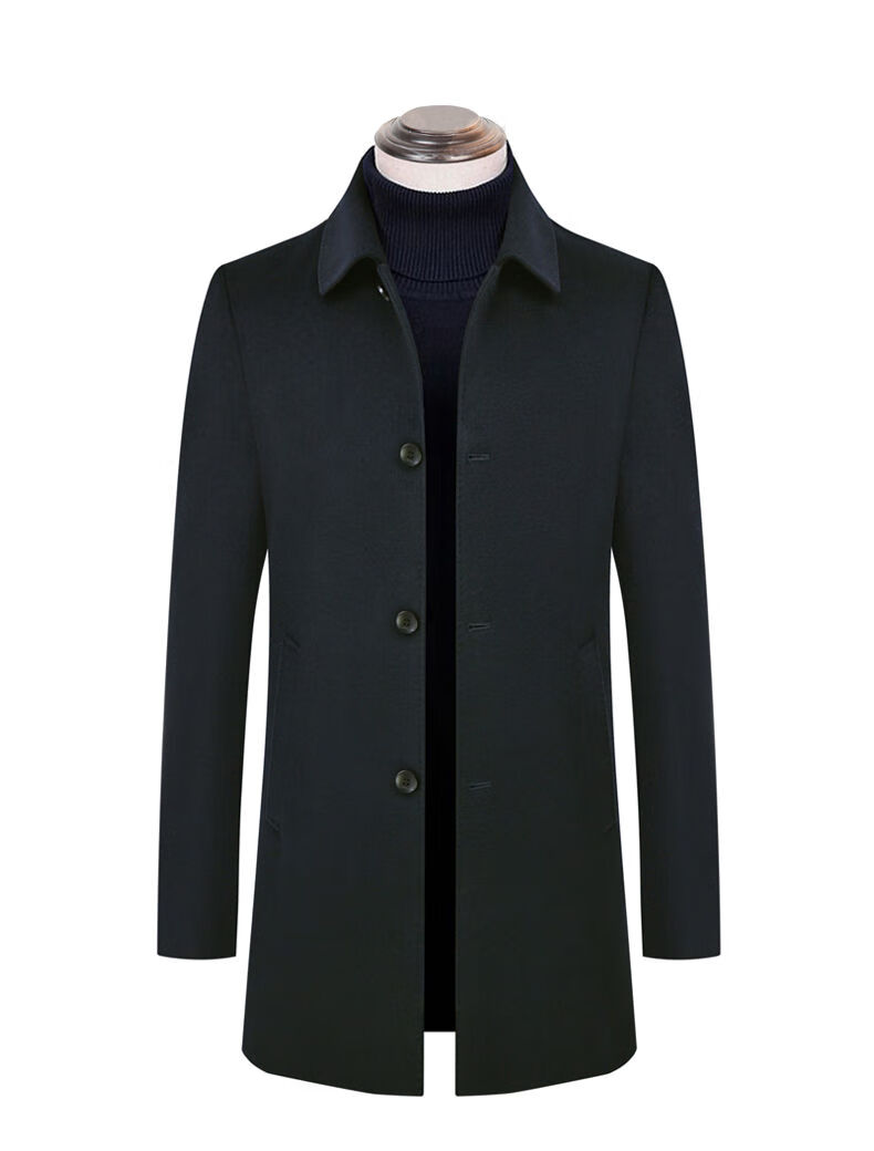 100%羊毛大衣男中长款中年冬季加厚零羊绒商务休闲毛呢外套爸爸装
