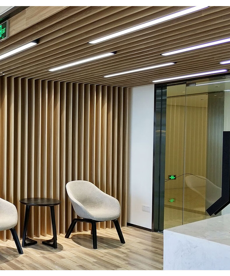 方通灯led长条灯办公室超市吊顶灯简约现代格栅灯店铺商用灯0624w黑框