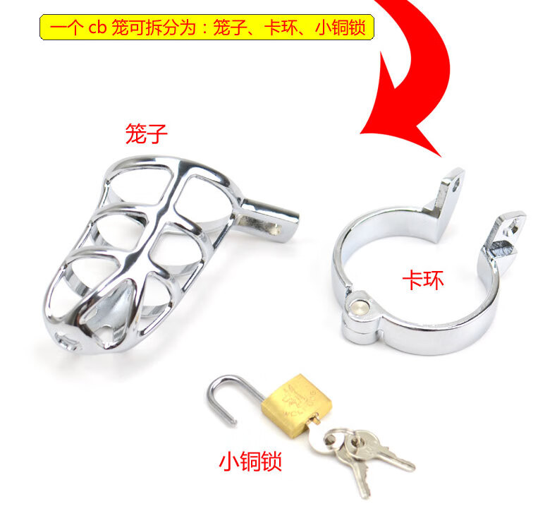 精趣 男用锁 sm情趣用品合金属防自慰装置cb鸟笼禁欲器 m300款:配(4.