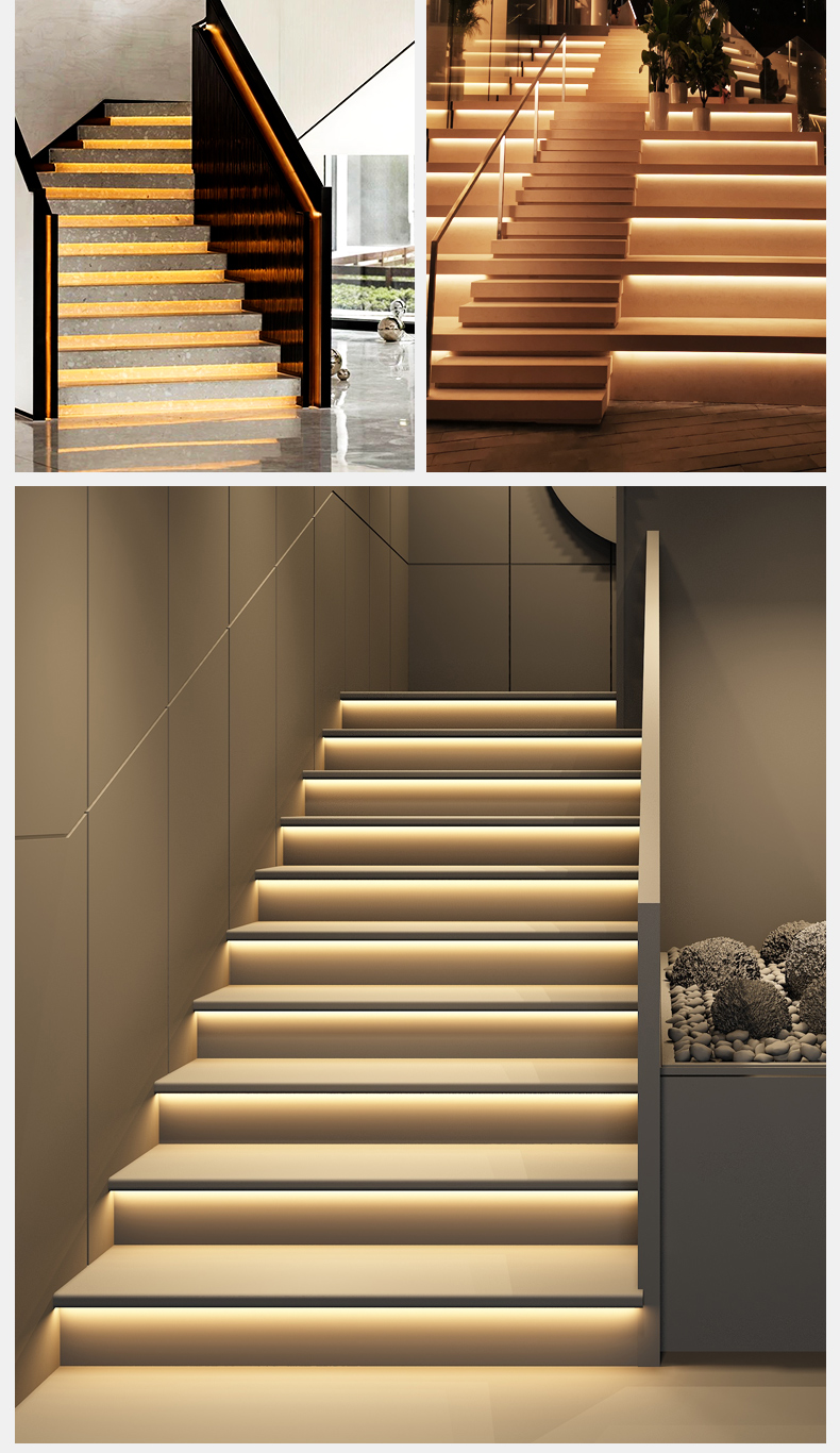 踏步灯led台阶追光流水智能感应灯阶梯灯带别墅隐藏灯槽楼梯感应灯bbb
