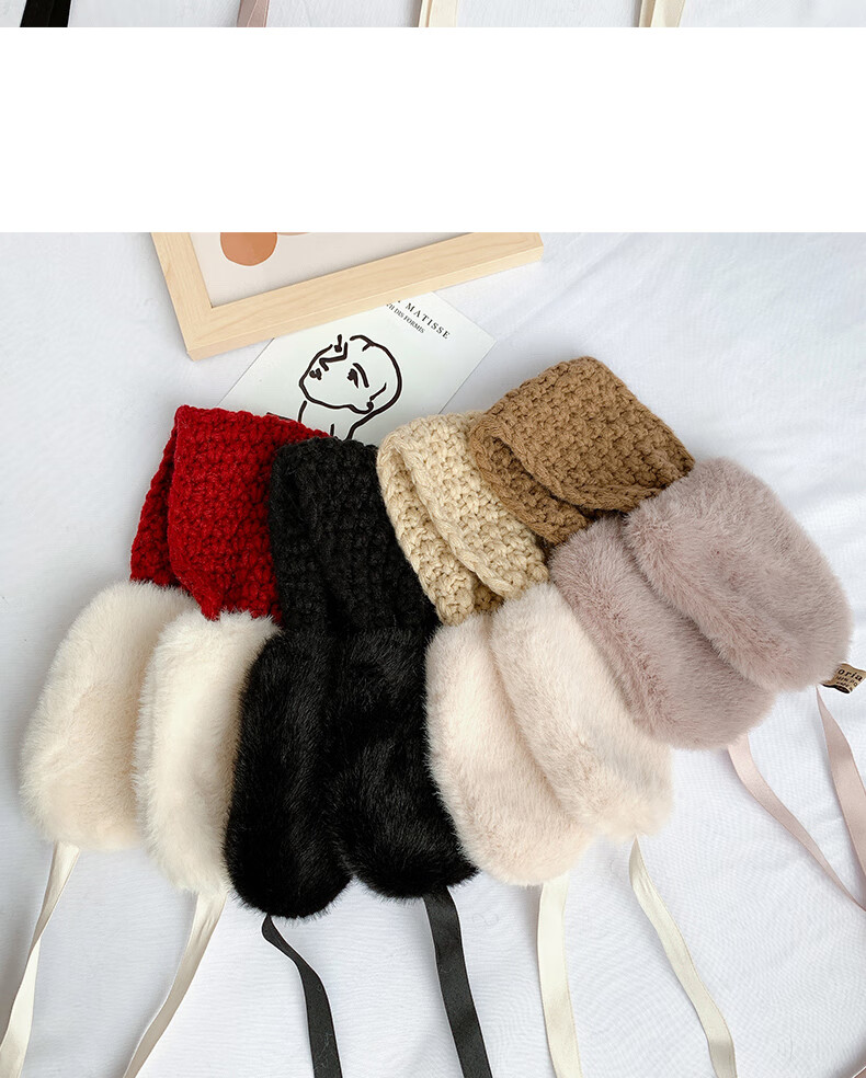 护耳罩女冬天韩版甜美可爱保暖系带耳套冬季针织毛线耳包耳捂百搭