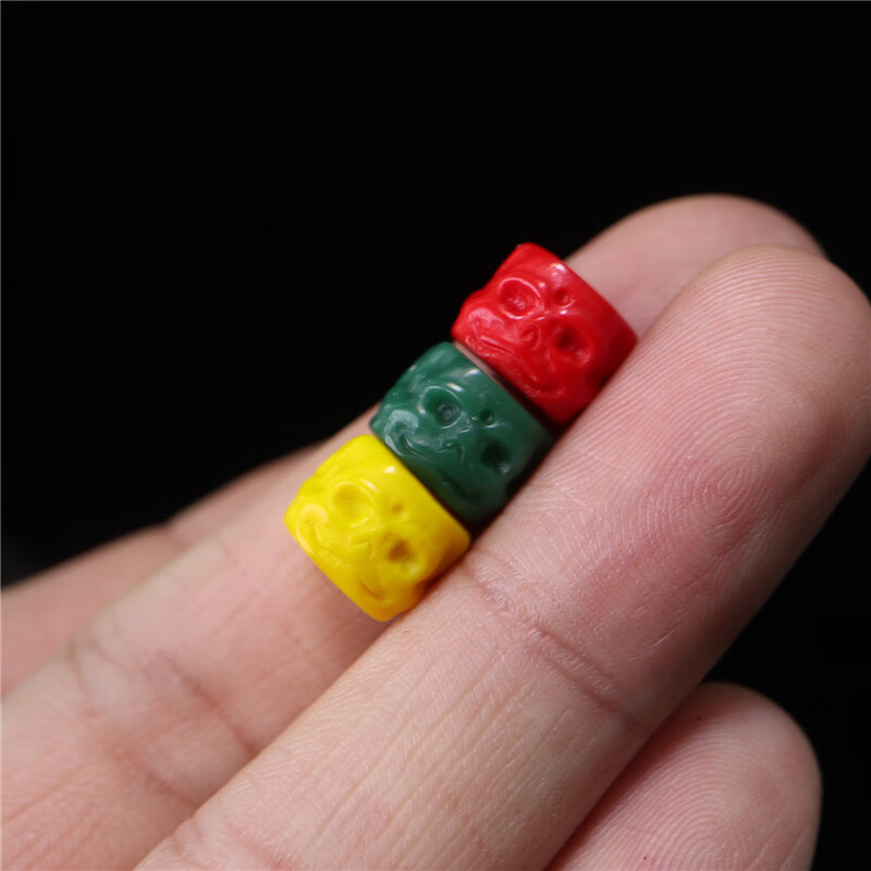 手工雕刻尸陀林主雪巴珠藏式工艺夏尔巴雪巴琉璃diy配珠 绿雪巴