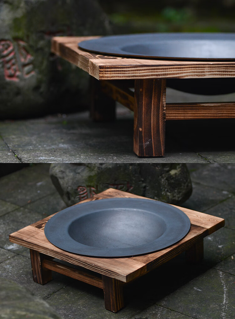 新品新款￥家用冬季炭火盆室内取暖烤火盆实木老式铸铁木碳火盆券暖