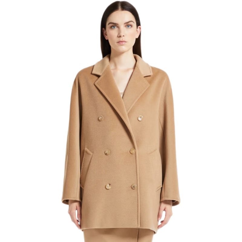 maxmara 海狸羊毛双排毛妮2022秋冬新款女士羊绒大衣 白色 36【图片