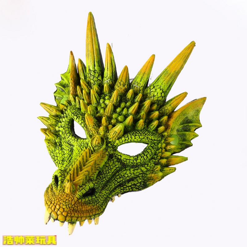 儿童成人恐龙面罩动物面具表演抖音网红同款 绿色 三角龙(儿童专用)