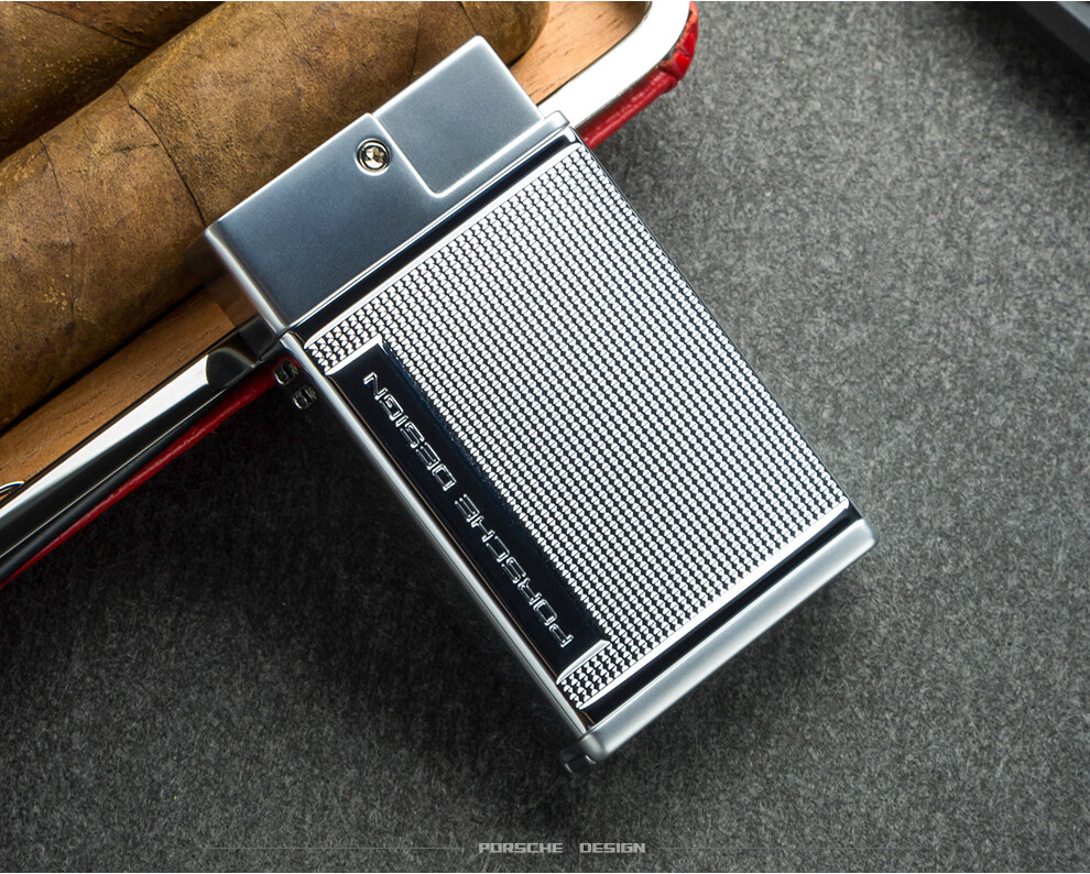 porschedesign雪茄打火机双直冲充气珍珠银03