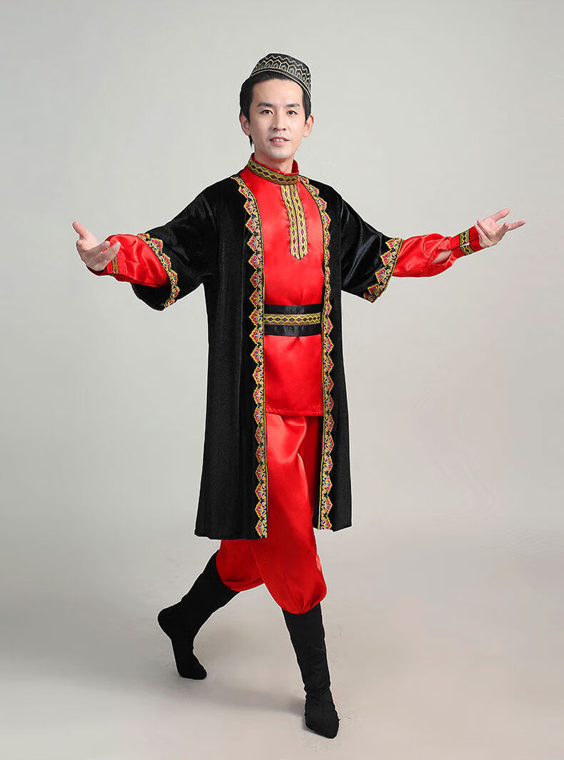 【品质精选】新疆维吾尔族服装男士哈萨克族民族舞蹈服艺考少数民族