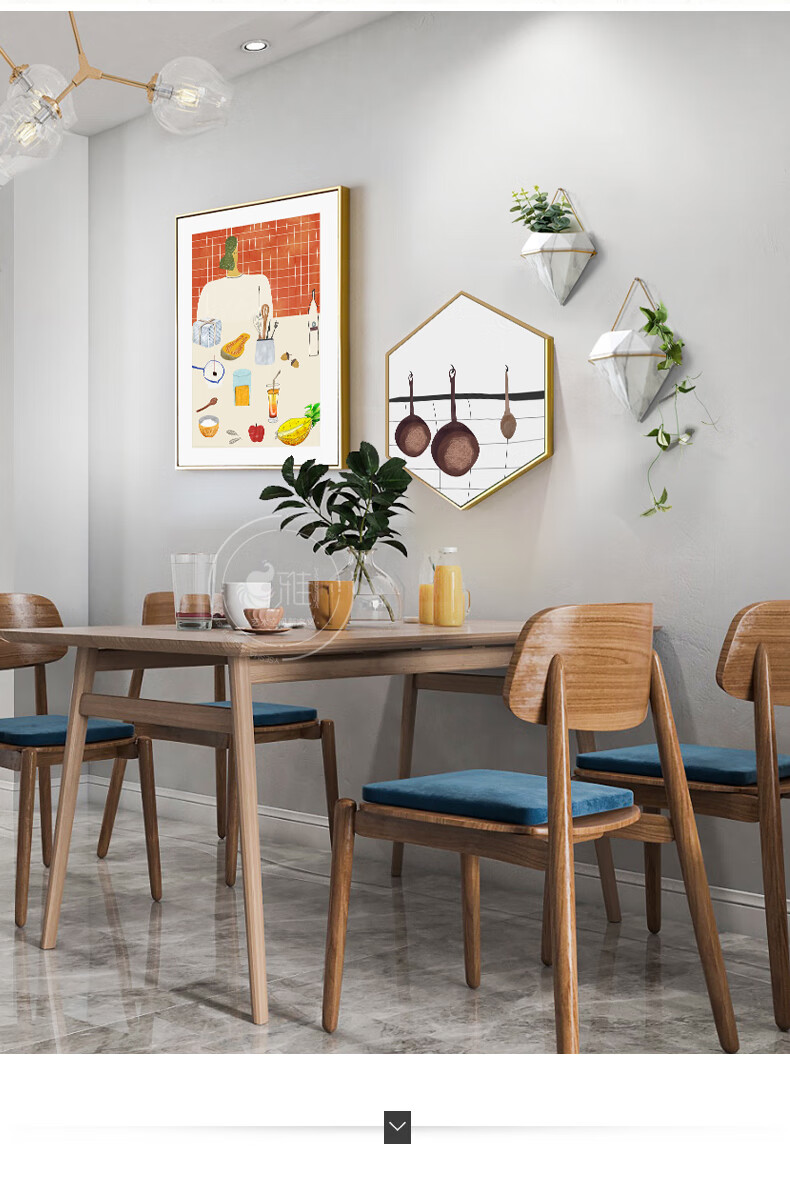 北欧客餐厅装饰画现代简约饭厅餐桌背景墙面创意挂画厨房壁画高档