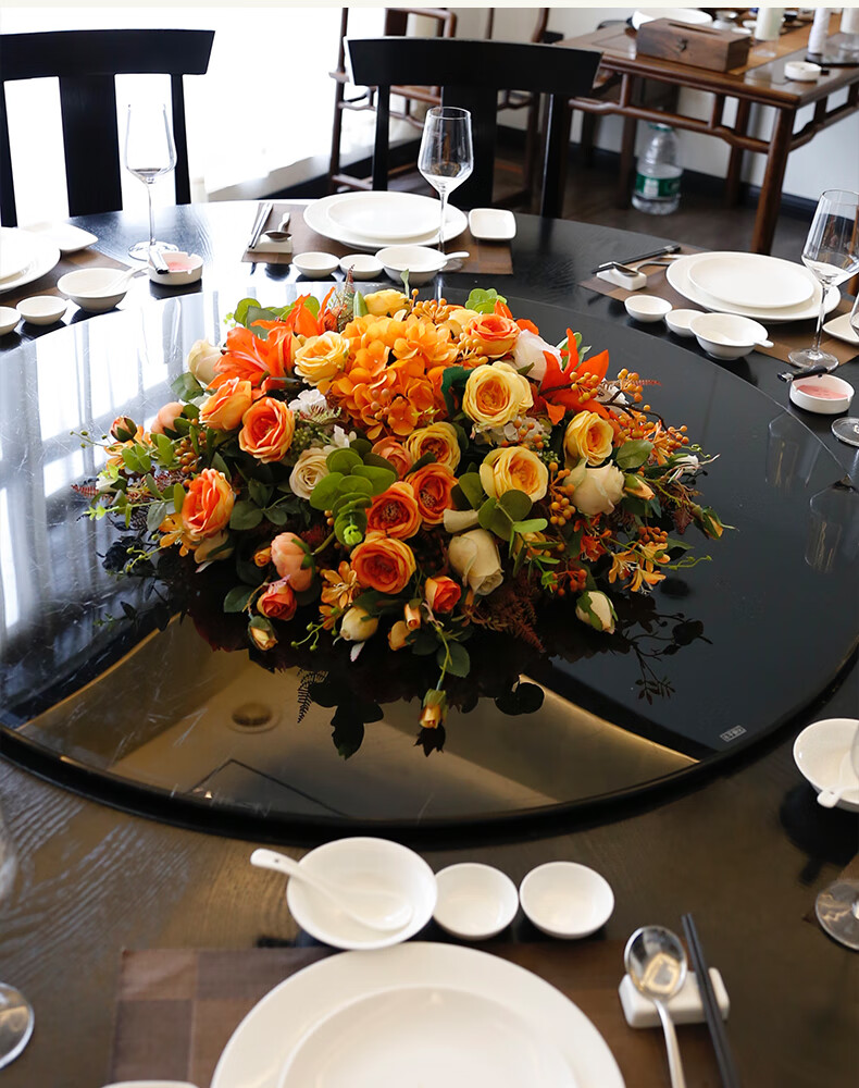 花艺包厢软装饰品圆形插花摆设别墅样板房绢花g款桌花套装直径约70cm