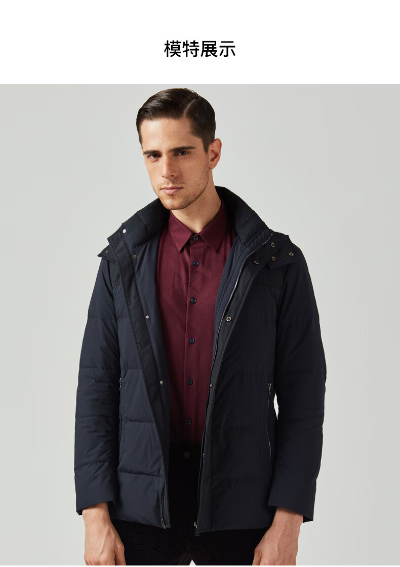 劲霸奥莱羽绒服男中长款秋冬新品男士加厚保暖外套brja4126军色180