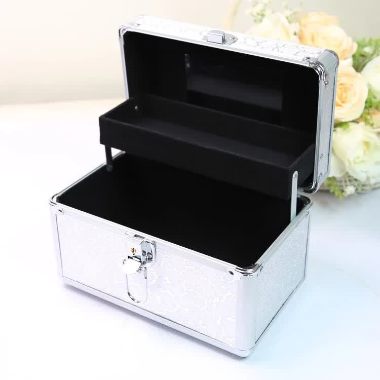 足浴技师工具箱 铝合金箱子收纳箱化妆箱美甲足疗桑拿工具箱 直角黑色