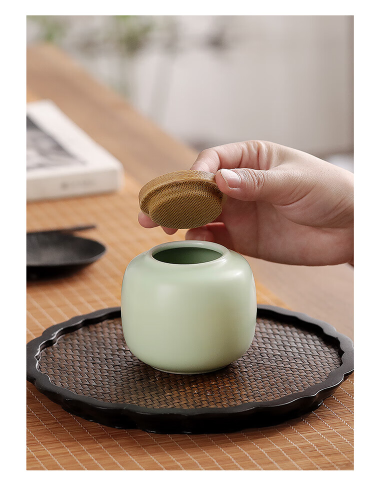 鼎臻 小号茶叶罐定窑创意陶瓷便携茶叶盒迷你随身旅行便携密封罐子