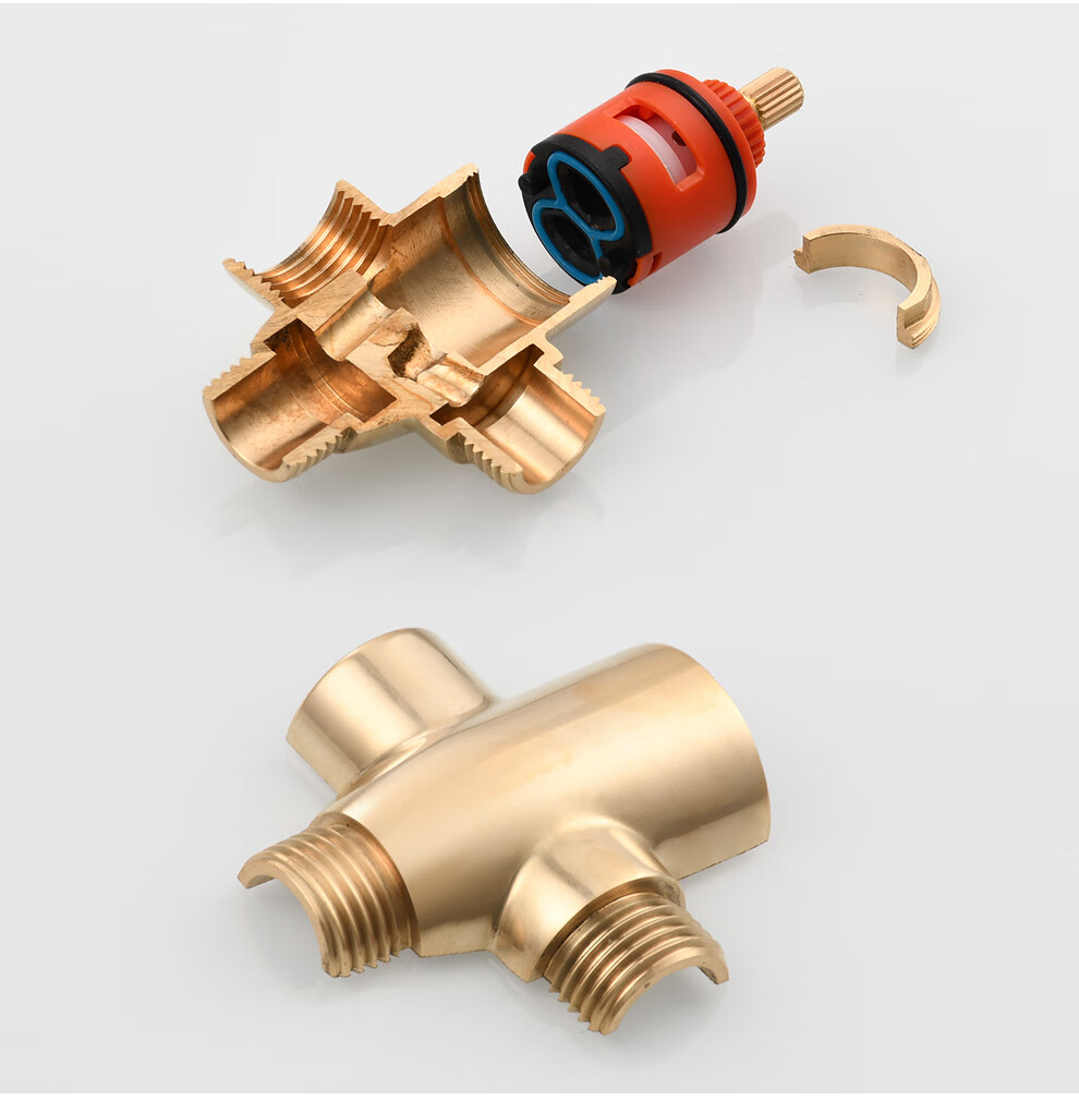 黄铜分水器分流器三通花洒配件淋浴转换阀一进二出4分带开关分水阀