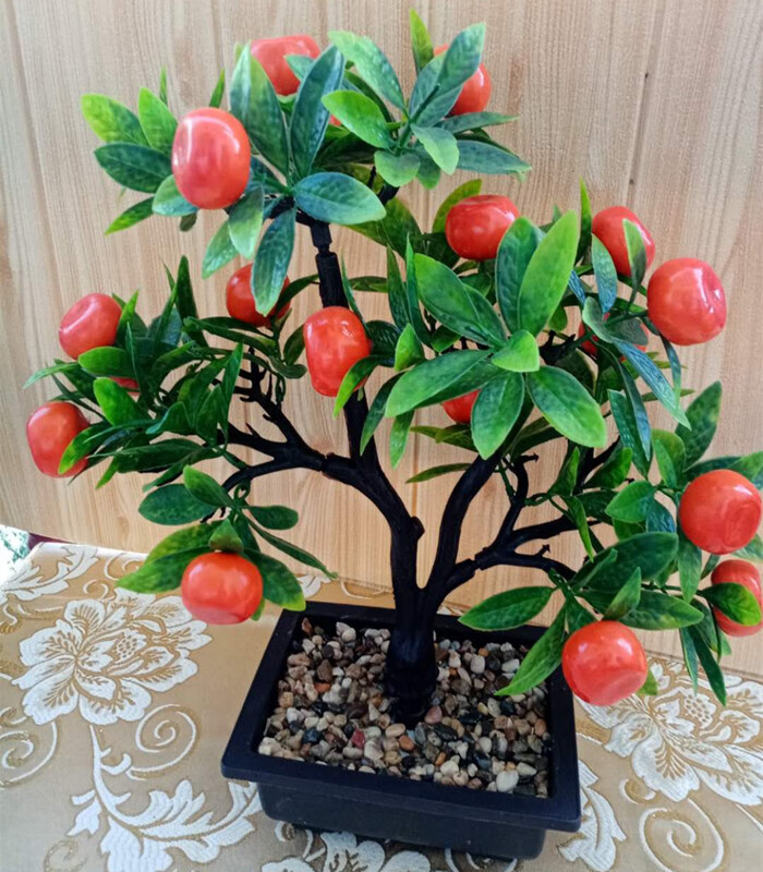 禾佳成 餐桌花仿真树假树仿真水果树大型盆栽树苹果橘子桃子盆栽客厅