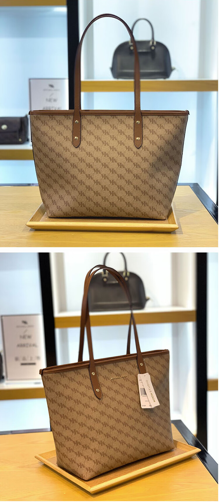 mk女包托特包大容量手提包女经典印花女士真皮单肩手提包妈咪女包