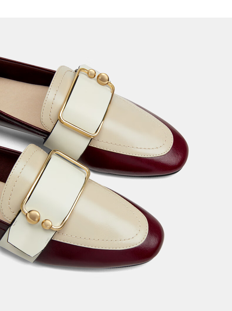 pedro女鞋女士金属插带装饰乐福鞋平底鞋pw1-66480048 黑色 40【图片