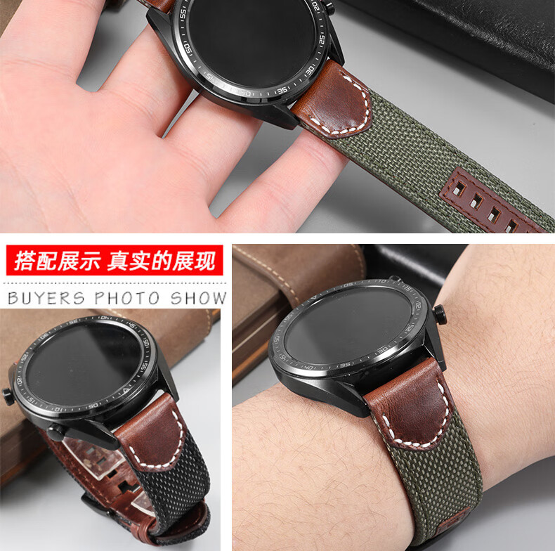 帆布尼龙手表带代用吉普牧马人jpw646638jp15202男户外智能表jeep黑