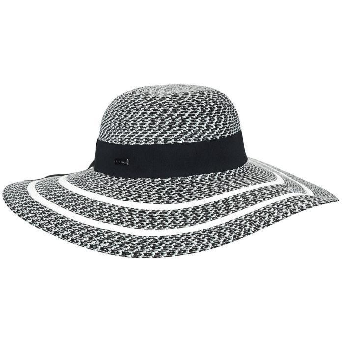 betmar女士帽子女帽条纹宽檐帽防晒防紫外线时尚气质遮阳帽91611black