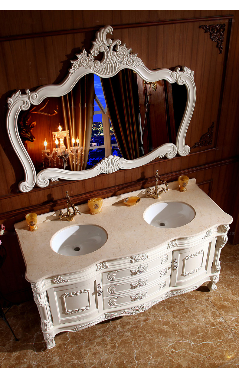 凸凸tutu欧式16米浴室柜套装红橡木双盆洗漱台美式双人仿古卫浴柜实木