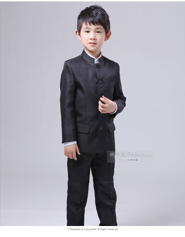 儿童中山装五四青年装男童民国学生装演出摄影服装男童中山装礼服