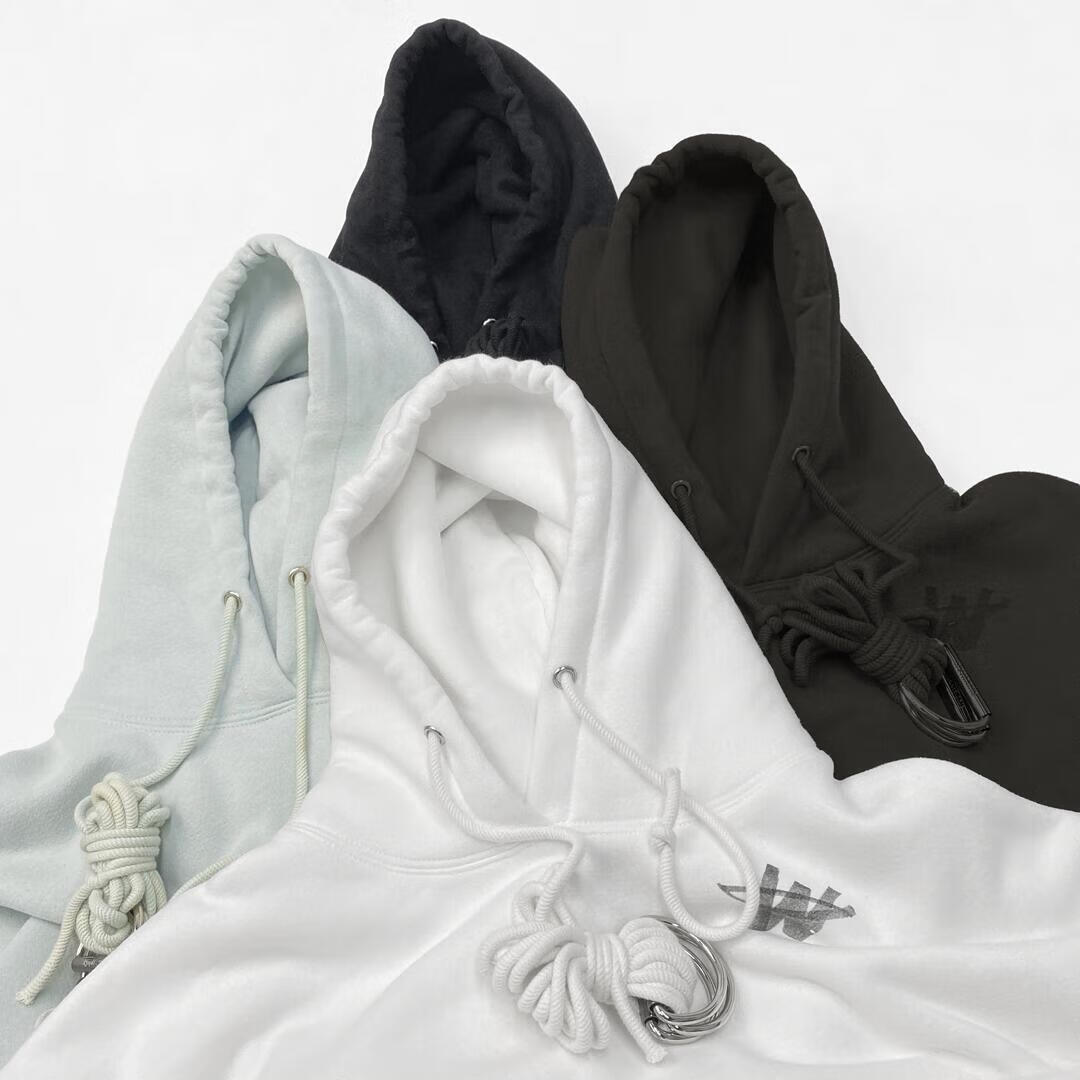 尊品熊we11done22s易烊千玺同款铁环长帽绳卫衣连帽衫的 we11done原版