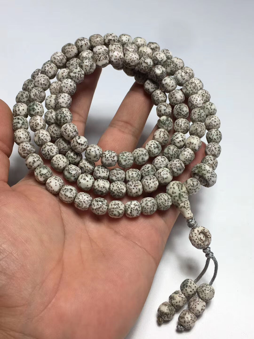 时乾手工雕刻无相星月菩提单圈小手串未脱脂原生态海南料佛珠手持念珠