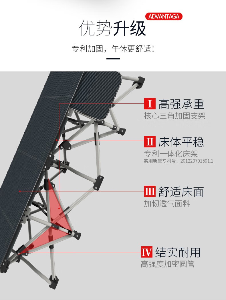 瑞仕达restar折叠床单人办公室午睡床午休躺椅家用简易便携行军床圆管
