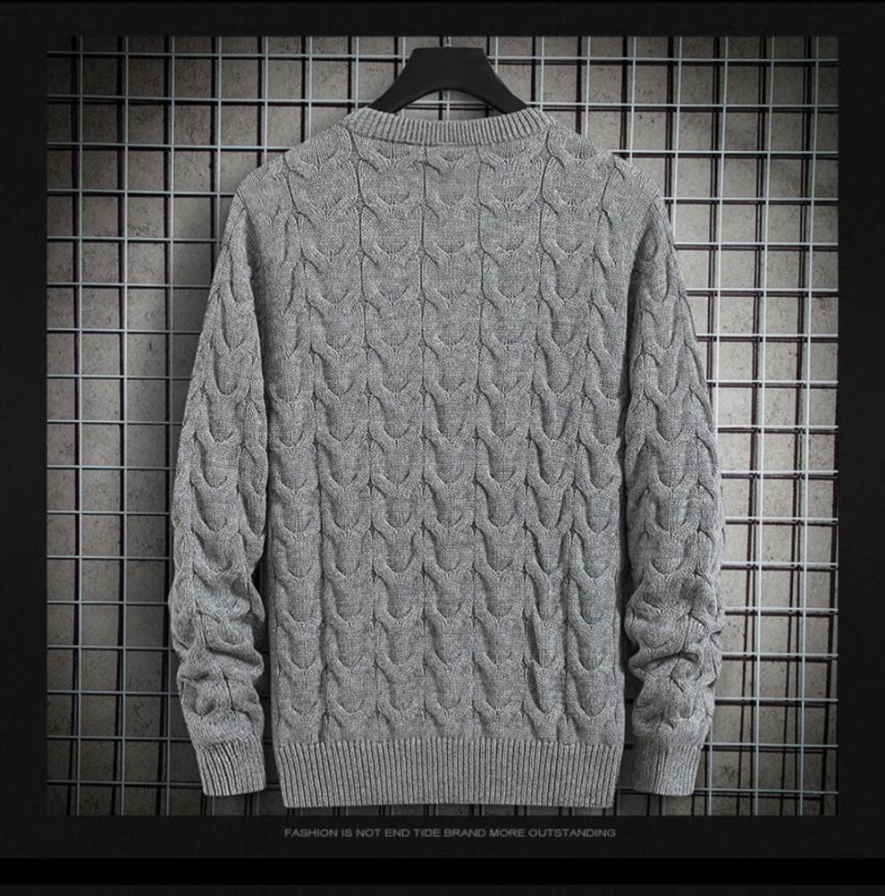【棒针毛衣男】男士秋冬季加绒加厚韩版针织衫扭花潮流麻花毛衣棒针粗