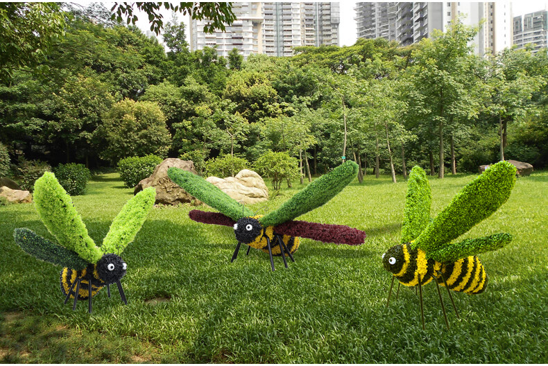 悦吉祥仿真绿雕植物雕塑园林摆件景观雕塑大型景观摆件仿真蜜蜂蝴蝶绿