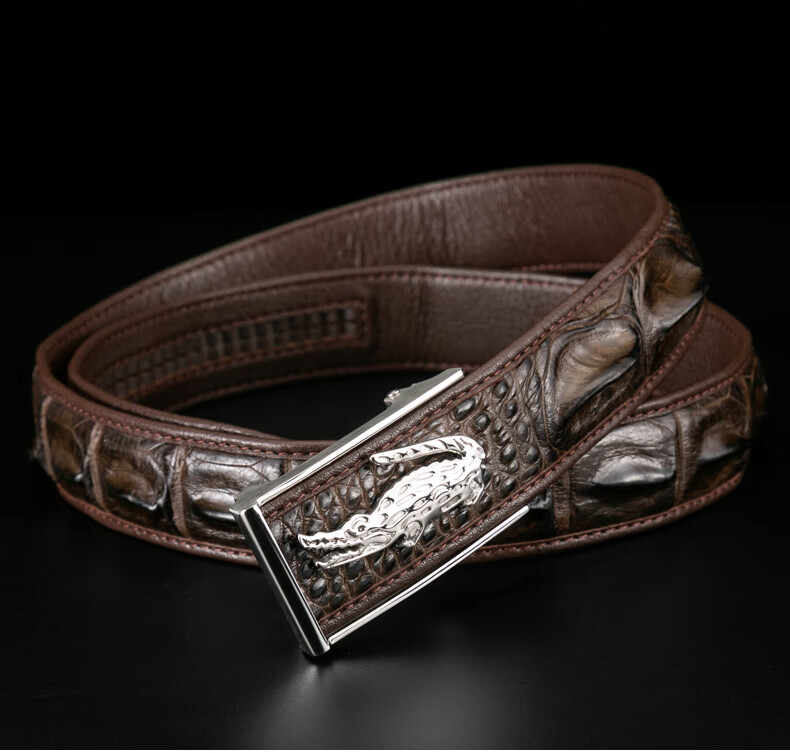 戴维王子(davidprince)鳄鱼皮带男士真皮自动扣湾鳄背骨皮高档商务