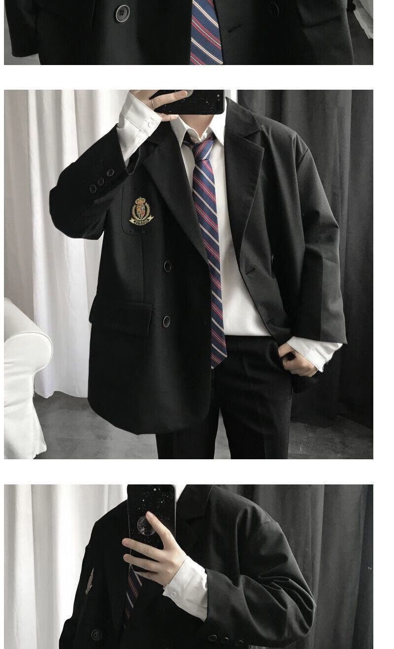 夏季dk小西装外套学生套装jk制服男生班服全套情侣装西装外套单件装x