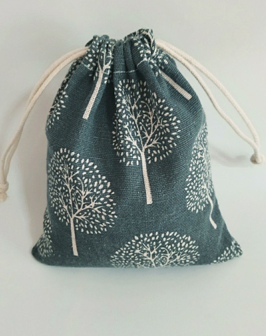 多个装棉麻抽绳束囗袋小布袋内衣卫生棉收纳袋宿舍旅行整理袋蓝色铜钱