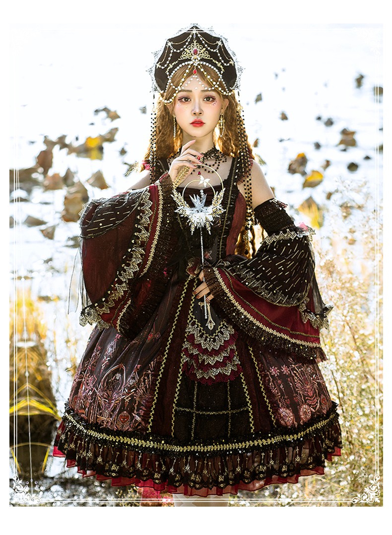 洛丽塔lolita裙新品jsk复古宫廷风优雅cla系茶会裙全套jsk裙手袖头纱