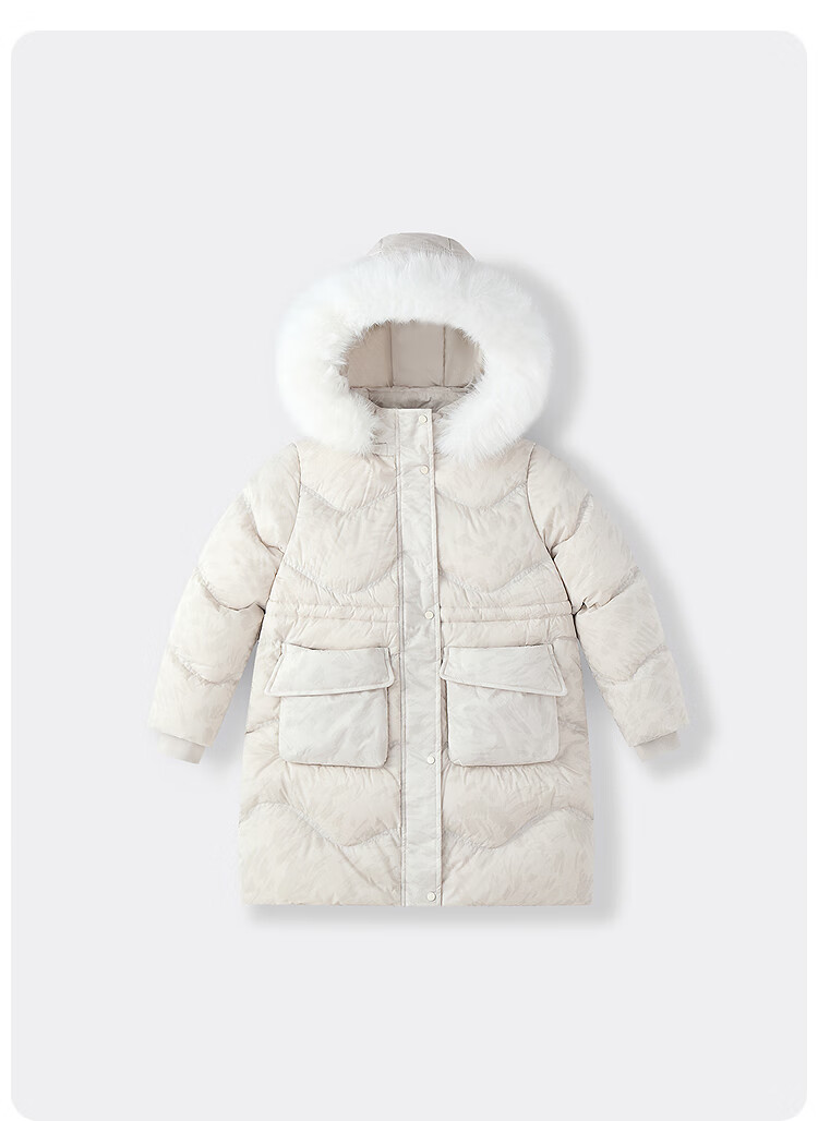 Annil Kids Girls Long Down Jacket 2025 Winter New Black 140 2