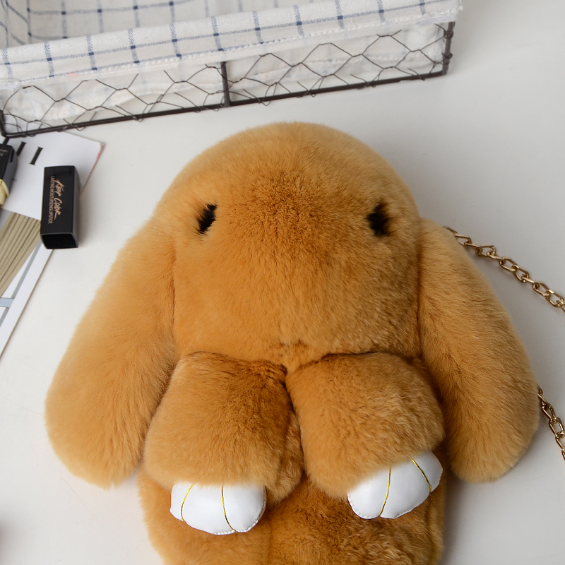 新款真獭兔毛装死兔包包皮草女包链条单肩斜挎双肩可爱儿童毛绒兔子包