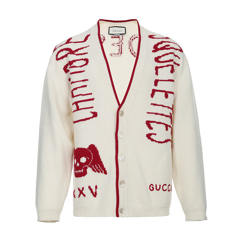 gucci 古驰 男士白色羊毛针织衫开衫毛衣 553592 xkahb 9133 m码 白色