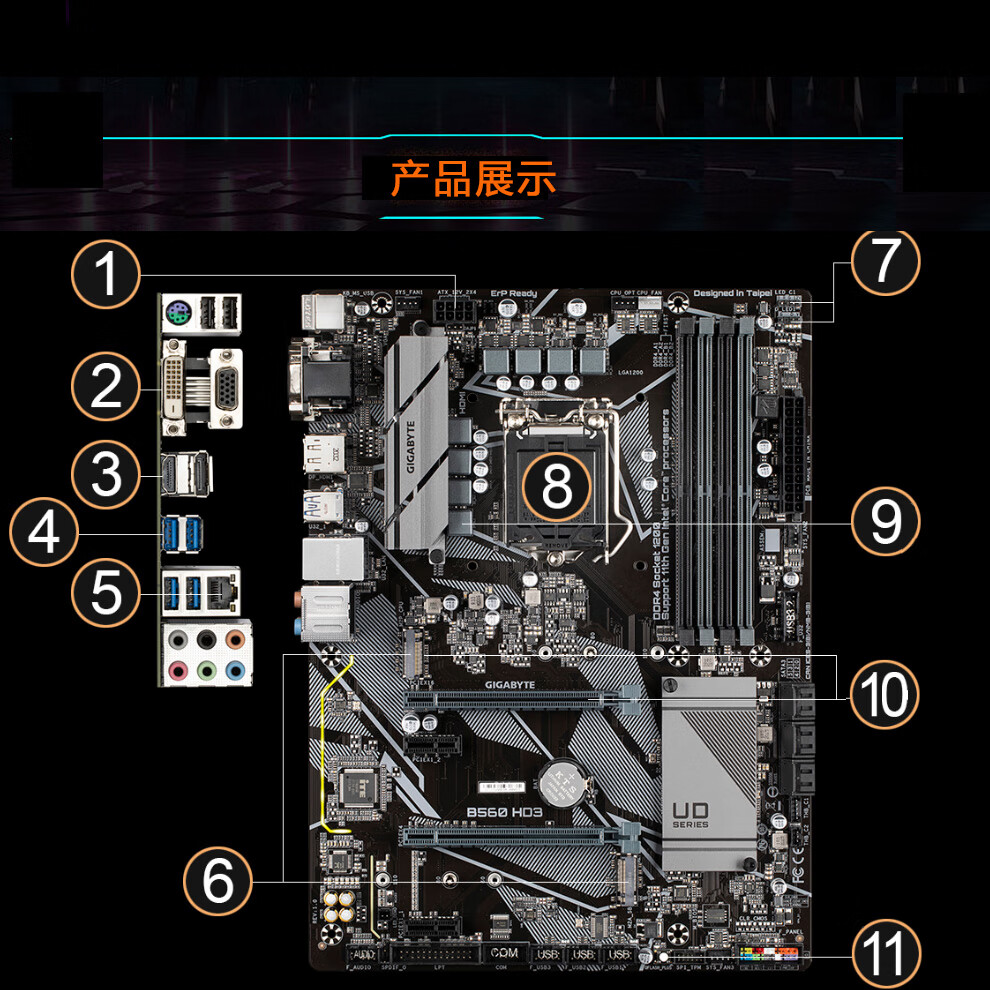 技嘉gigabyteb560m系列主板台式机电脑主板支持10代cpu主板ddr4b560m